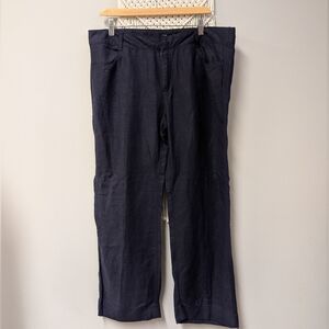 Tommy Hilfiger Linen Blend Navy Blue Wide Leg Pantssize 14 Mid Rise